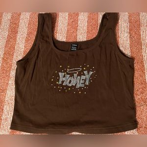 Brown honey crop top shirt